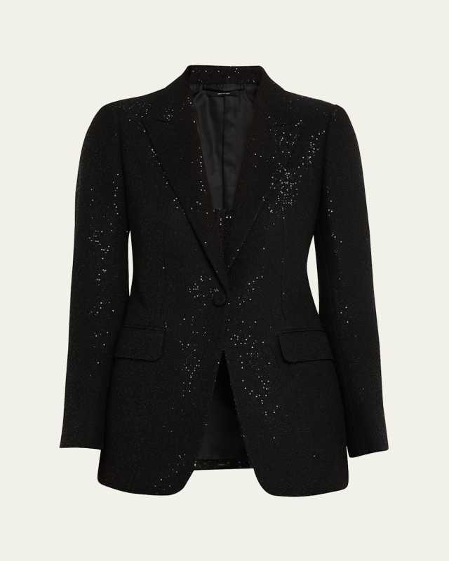 Sequined Single-Breasted Blazer Jacket